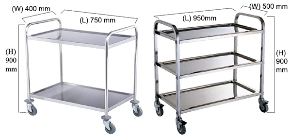 Kích thước xe đẩy thức ăn inox