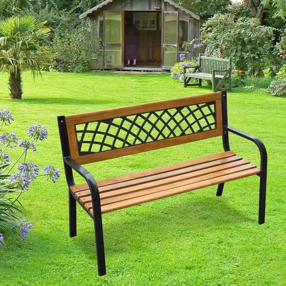 Ghế công viên tựa ngồi gang đúc caro Ghế công viên tựa ngồi gang đúc caro đơn giản, thanh nhã