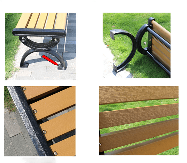 Ghế băng công viên Composite có chất liệu cao cấp Ghế băng công viên Composite có chất liệu cao cấp: khung gang đúc nguyên khối, nan làm từ gỗ nhựa composite