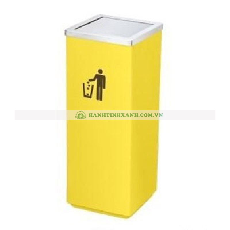 Thùng đựng rác inox vàng vuông nắp bập bênh Thùng đựng rác inox vàng vuông nắp bập bênh