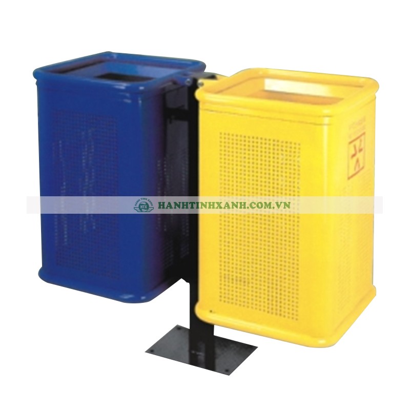 Thùng rác đôi xanh vàng