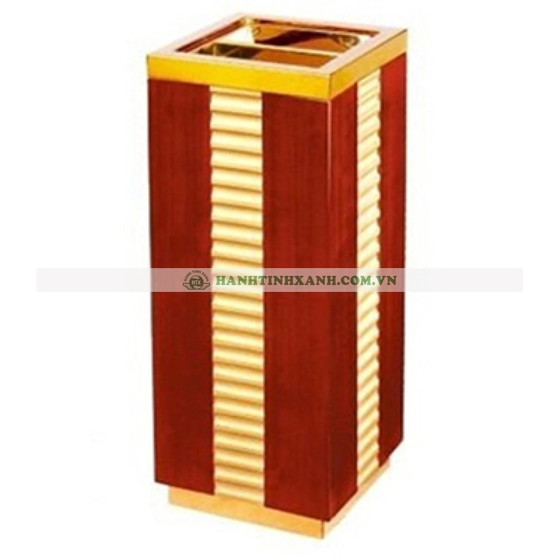 Thùng rác gỗ có gạt tàn thuốc cao cấp
