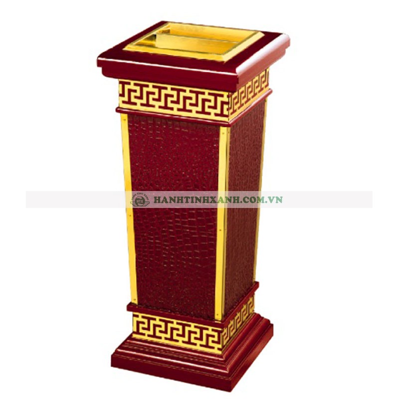 Thùng rác gỗ có gạt tàn thuốc Thùng rác gỗ có gạt tàn thuốc
