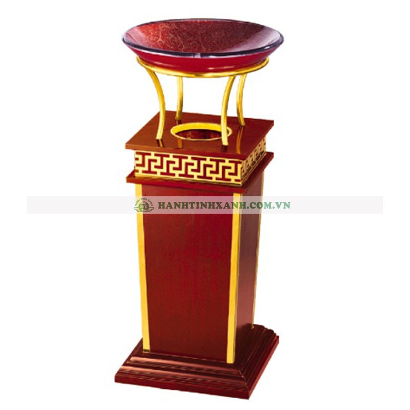Thùng rác gỗ có khay thủy tinh cao cấp