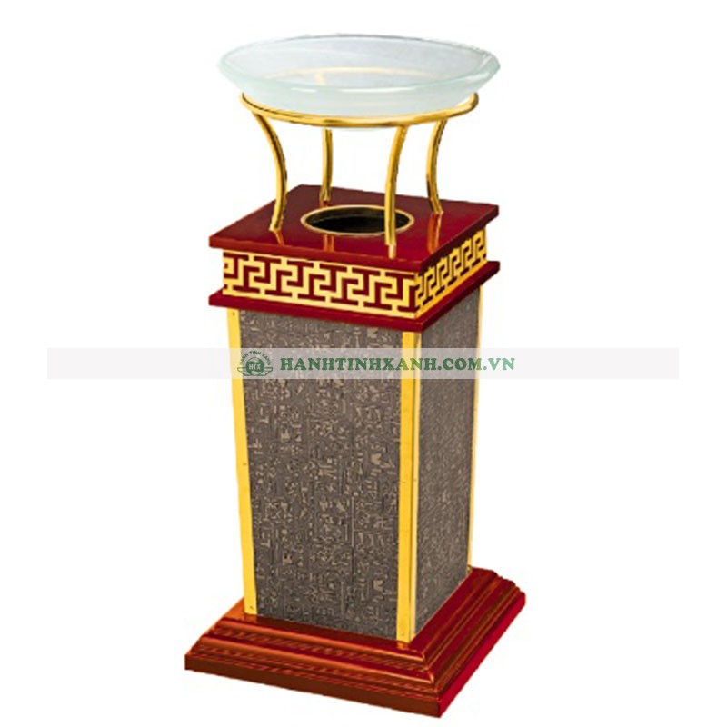 Thùng rác gỗ có khay thủy tinh Thùng rác gỗ có khay thủy tinh