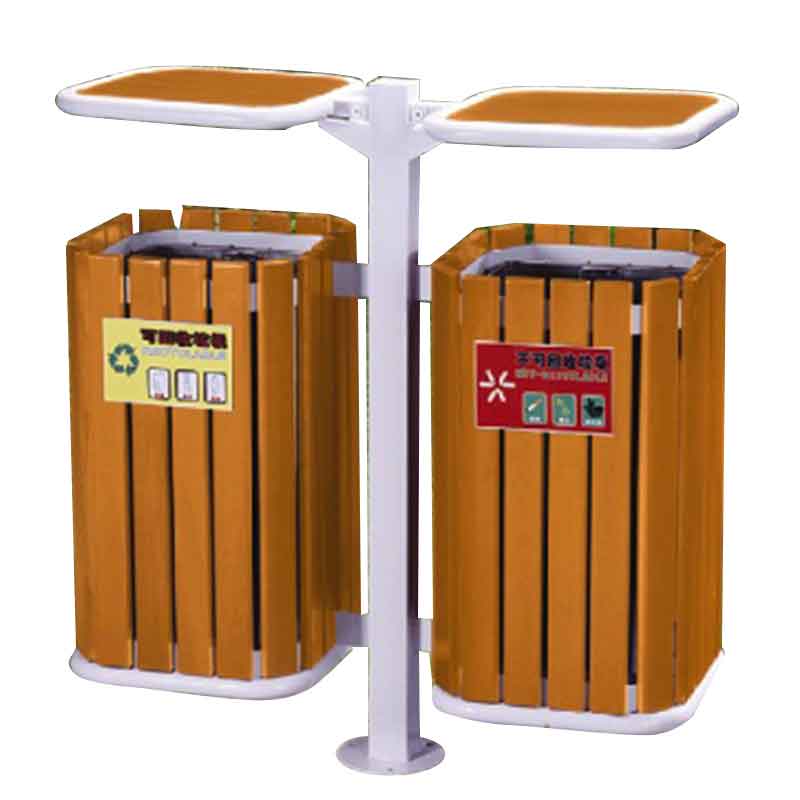 Thùng rác gỗ treo đôi ngoài trời Thùng rác gỗ treo đôi ngoài trời