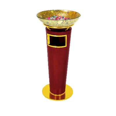 Thùng rác gỗ viền inox vàng có khay đá Thùng rác gỗ viền inox vàng có khay đá