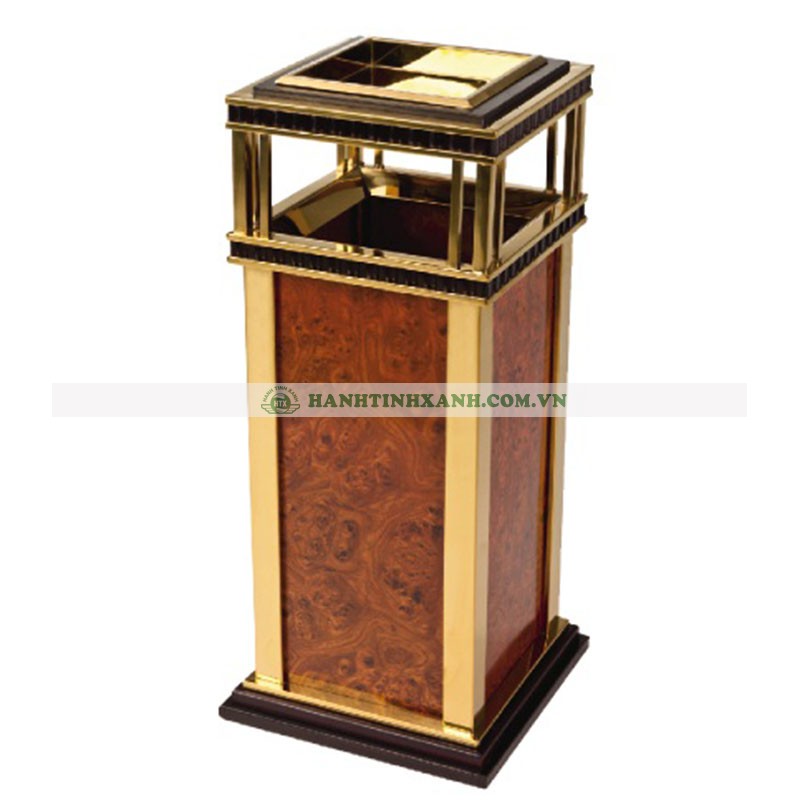 Thùng rác inox mạ vàng nhựa giả da Thùng rác inox mạ vàng nhựa giả da