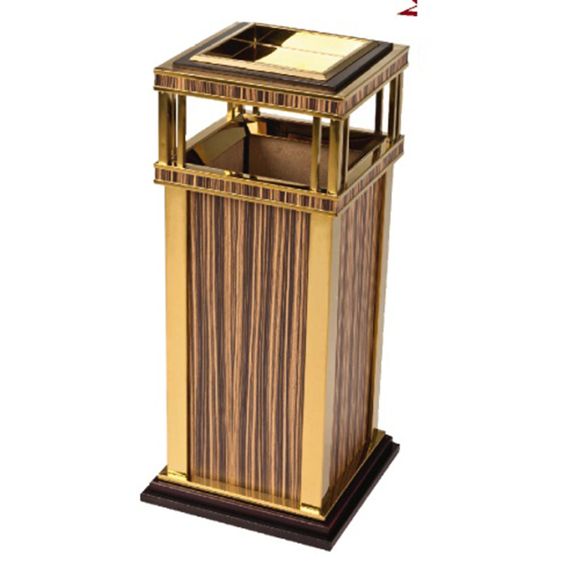 Thùng rác inox mạ vàng in giả gỗ cao cấp Thùng rác inox mạ vàng in giả gỗ cao cấp