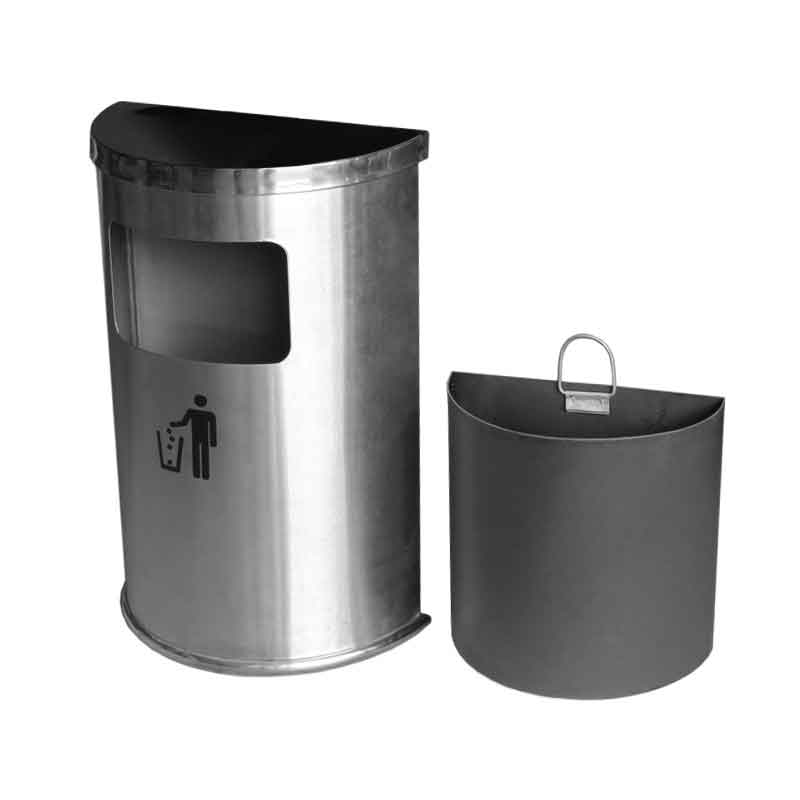 Thùng đựng rác inox bán nguyệt trắng