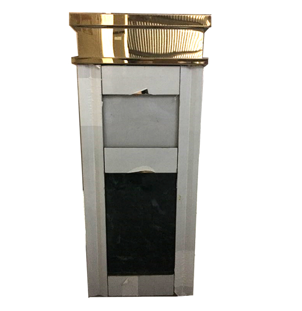 Thùng rác inox vàng giả đá xanh vân hoa to Thùng rác inox vàng giả đá xanh vân hoa to