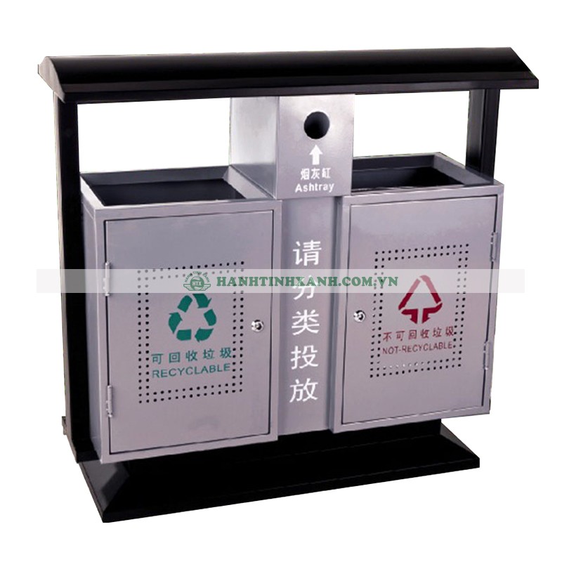 Thùng rác ngoài trời 2 ngăn phân loại rác thải