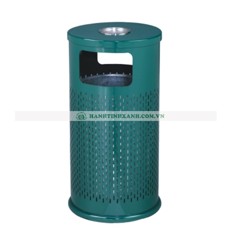 Thùng rác thép phun sơn có khay gạt tàn Thùng rác thép phun sơn có khay gạt tàn
