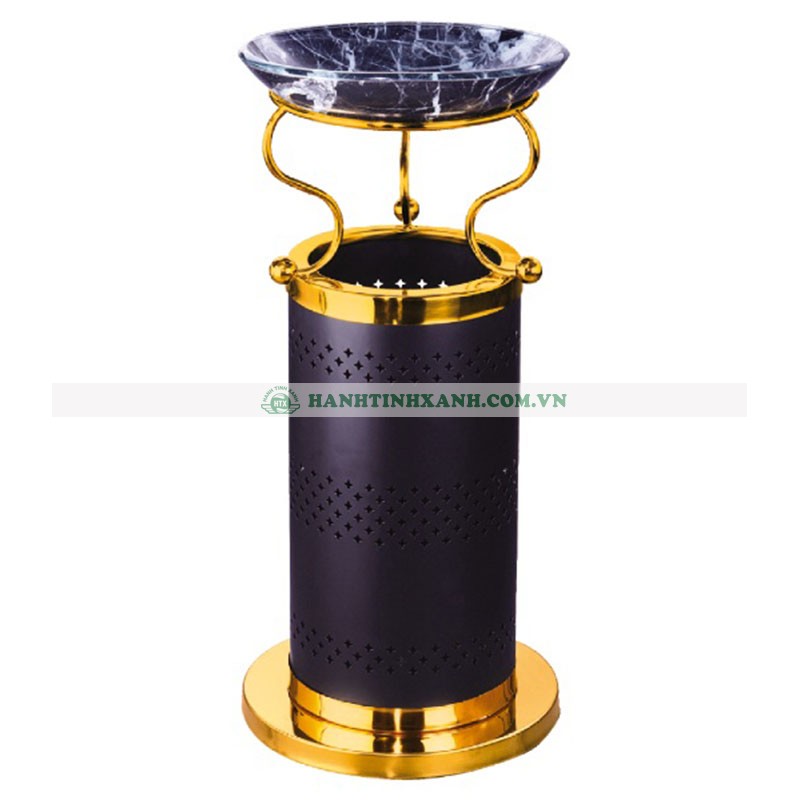 Thùng rác thép phun sơn có khay thủy tinh