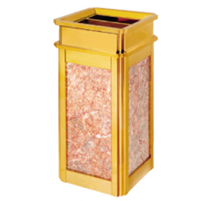 Thùng rác inox mạ vàng đá đỏ A1