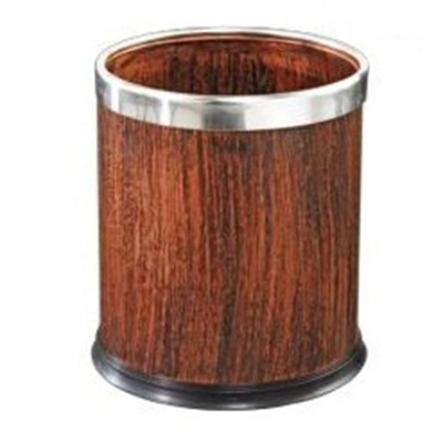 Thùng rác tròn văn phòng bọc nhựa giả gỗ