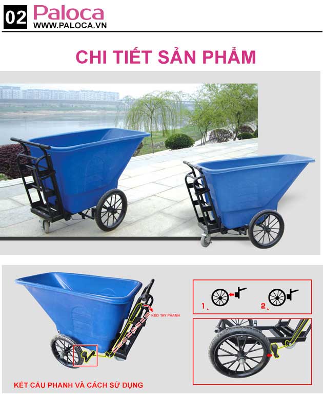 Xe thu gom rác đẩy tay 3 bánh