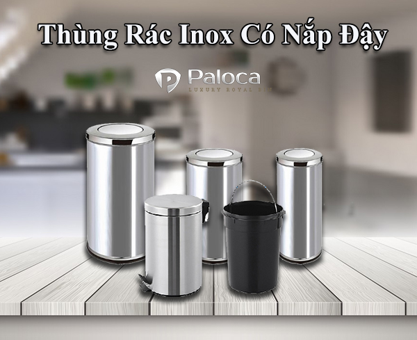 Thùng rác inox có nắp đậy