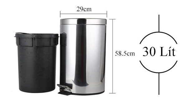 Thùng rác inox đạp chân 30 lít