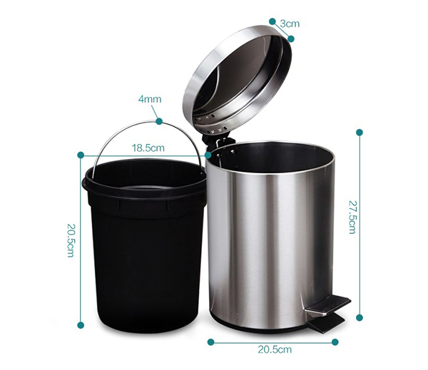 Thùng rác inox đạp chân 5 lít Paloca