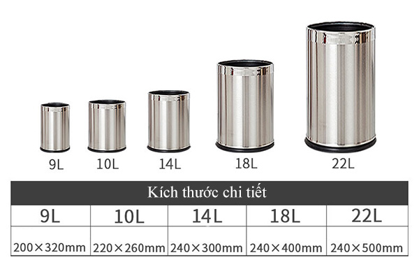 Thùng rác inox không nắp