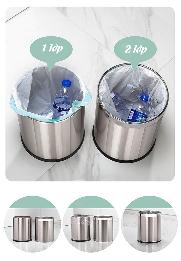 Thùng rác inox không nắp