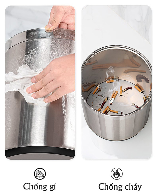 Thùng rác inox không nắp