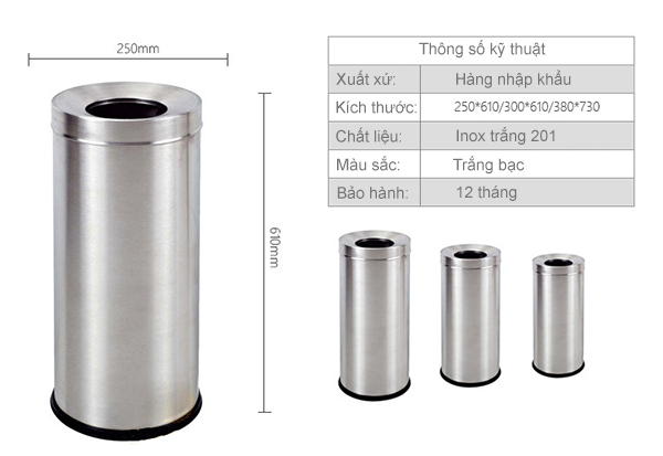 Thùng rác inox tròn