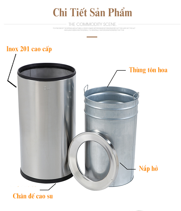 Thùng rác inox hình tròn
