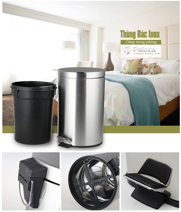 Thùng rác inox trong phòng