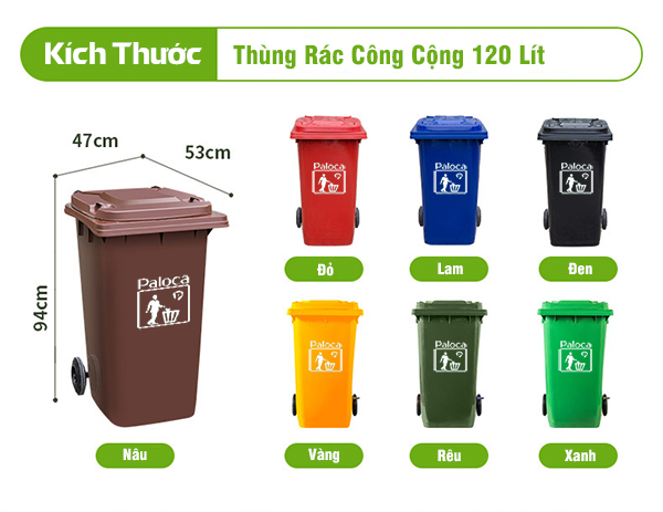 thùng rác công cộng 120 lít
