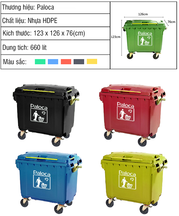 thùng rác công cộng 660l