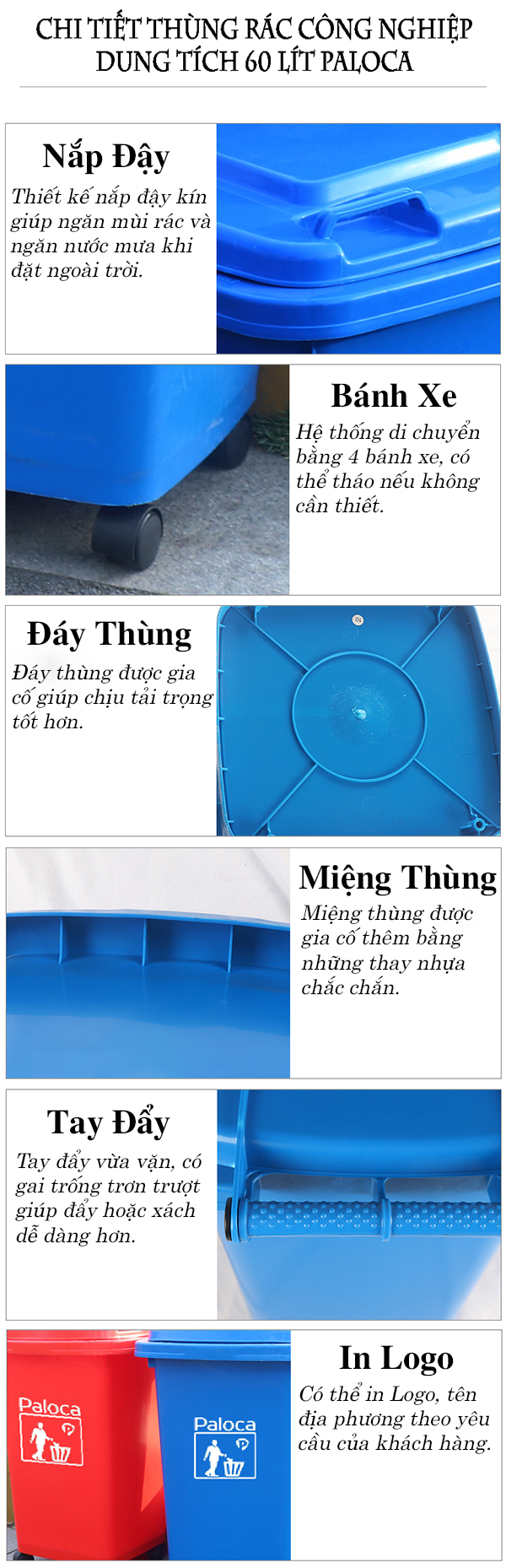 Thùng rác công nghiệp 60 lít