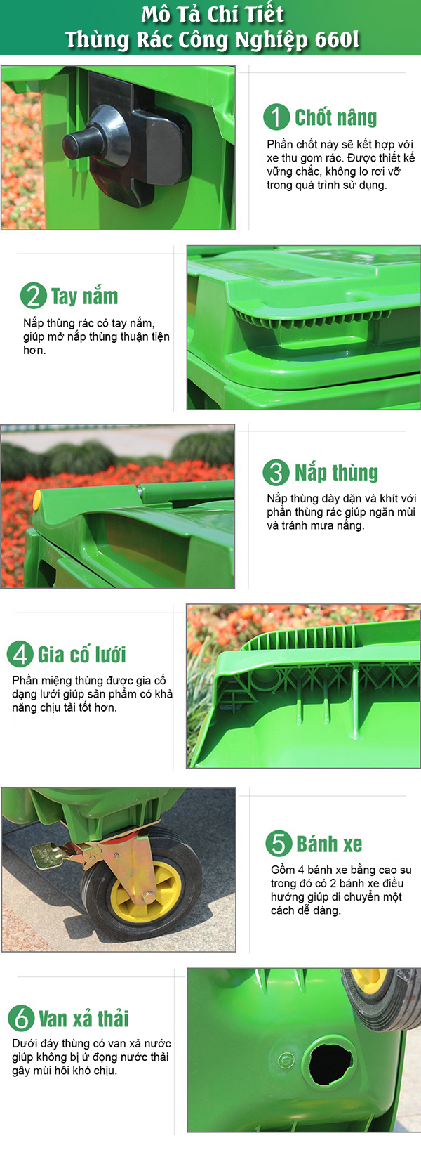 Thùng rác công nghiệp 660 lít