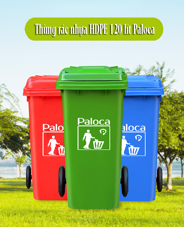 Thùng rác nhựa HDPE 120 lít thương hiệu Paloca