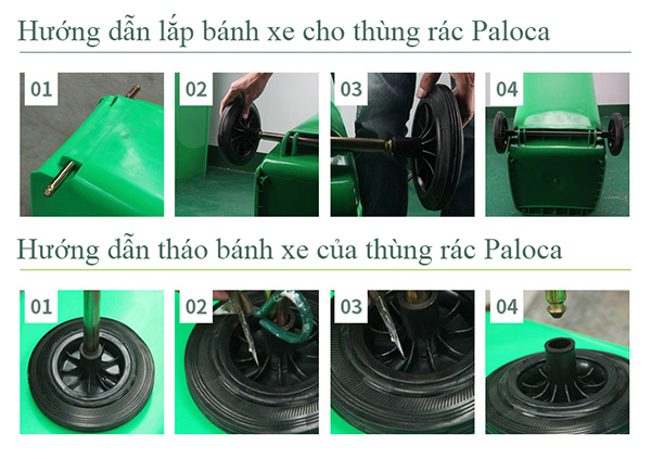 Thùng rác nhựa HDPE 120 lít thương hiệu Paloca