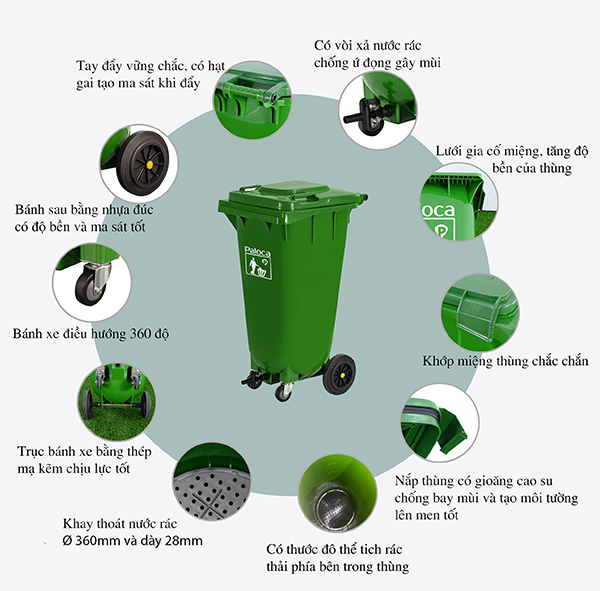 Thùng rác hữu cơ 120l