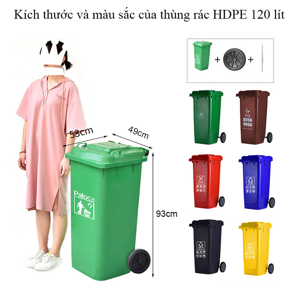 Thùng rác 120 lít bằng nhựa HDPE