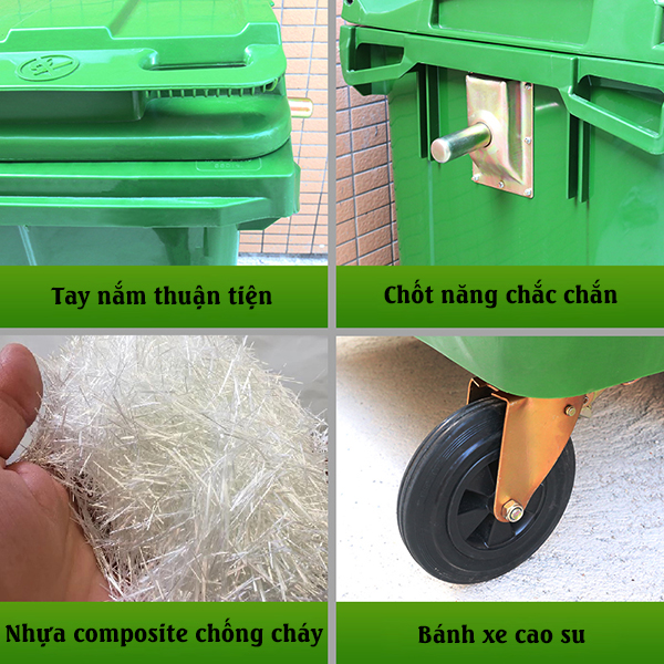 Thùng rác composite 660 lít thương hiệu Paloca