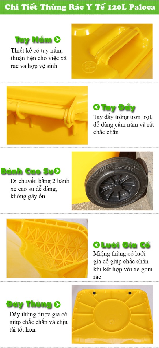 Thùng rác y tế 120 lít thương hiệu Paloca