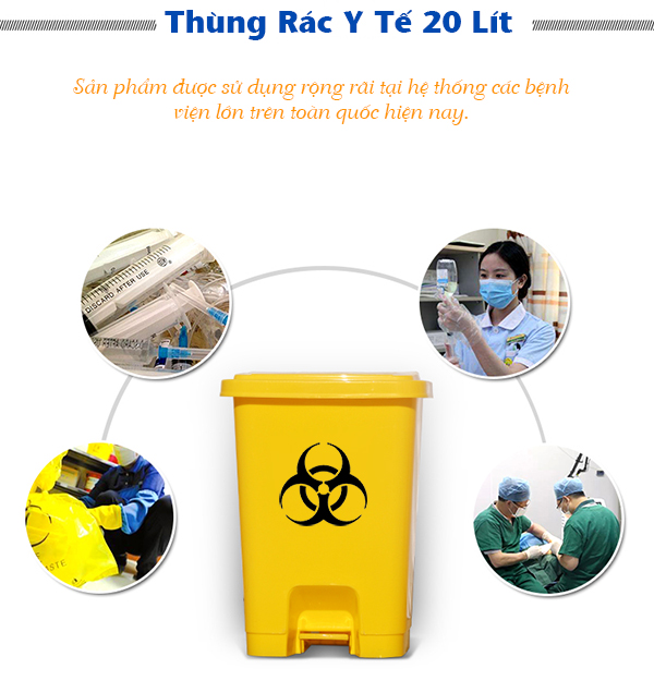 Thùng rác y tế 20 lít đạp chân