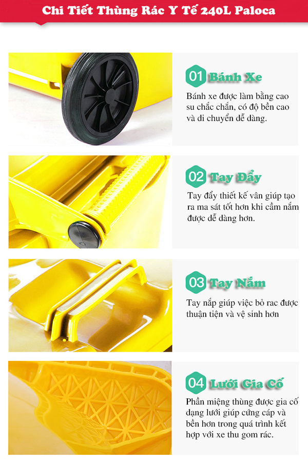 Thùng rác y tế 240 lít Paloca