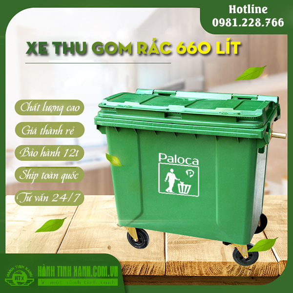 Xe đẩy rác 660 lít Paloca