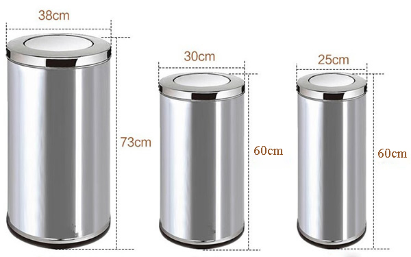 Kích thước thùng rác inox nắp đậy