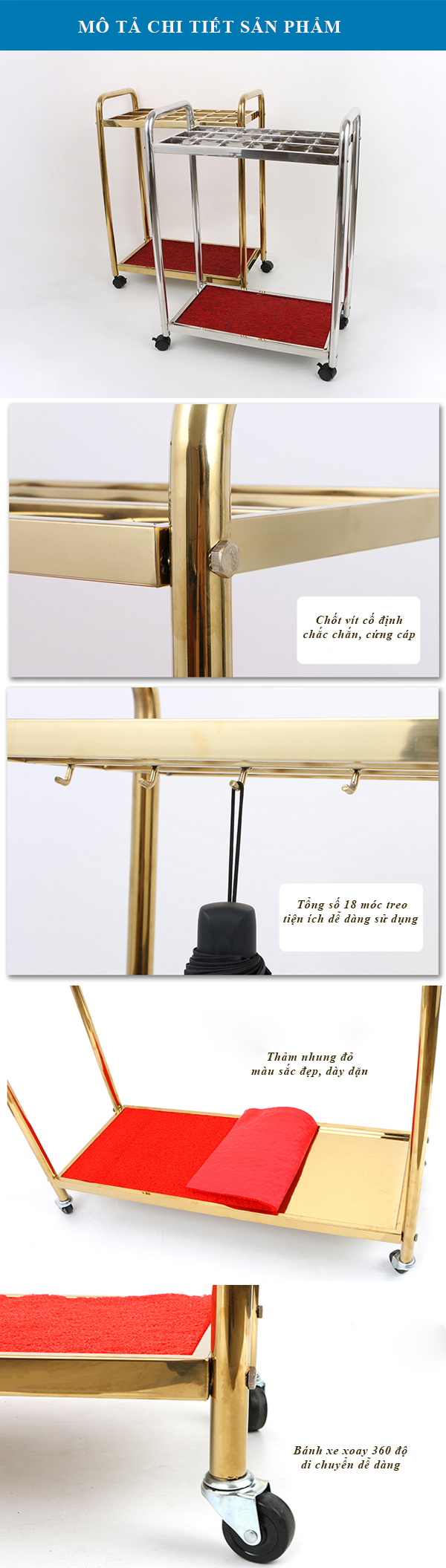 Mô tả chi tiết giá để ô dù khách sạn