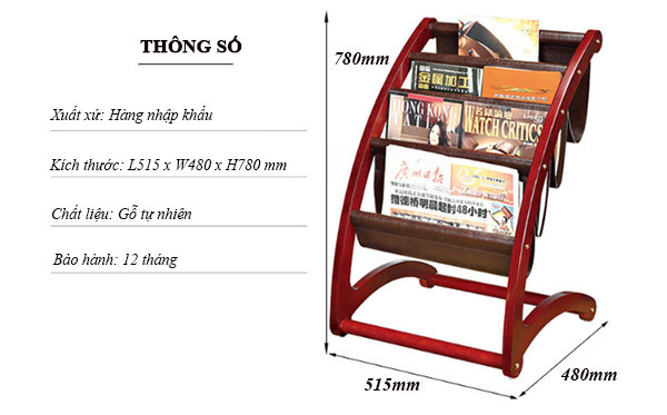 Tham khảo kích thước giá sách báo