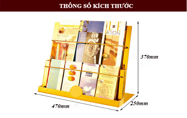 Kích thước kệ để sách báo tạp chí rõ nhất