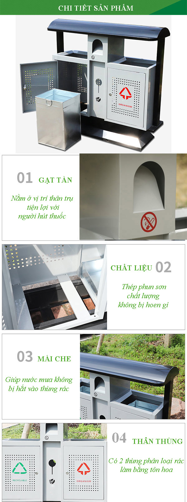 Tìm hiểu kỹ hơn mọi chi tiết cấu thành thùng rác ngoài trời