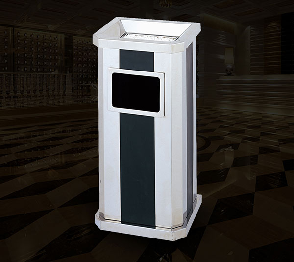 Thùng rác bằng Inox phối màu đen và trắng