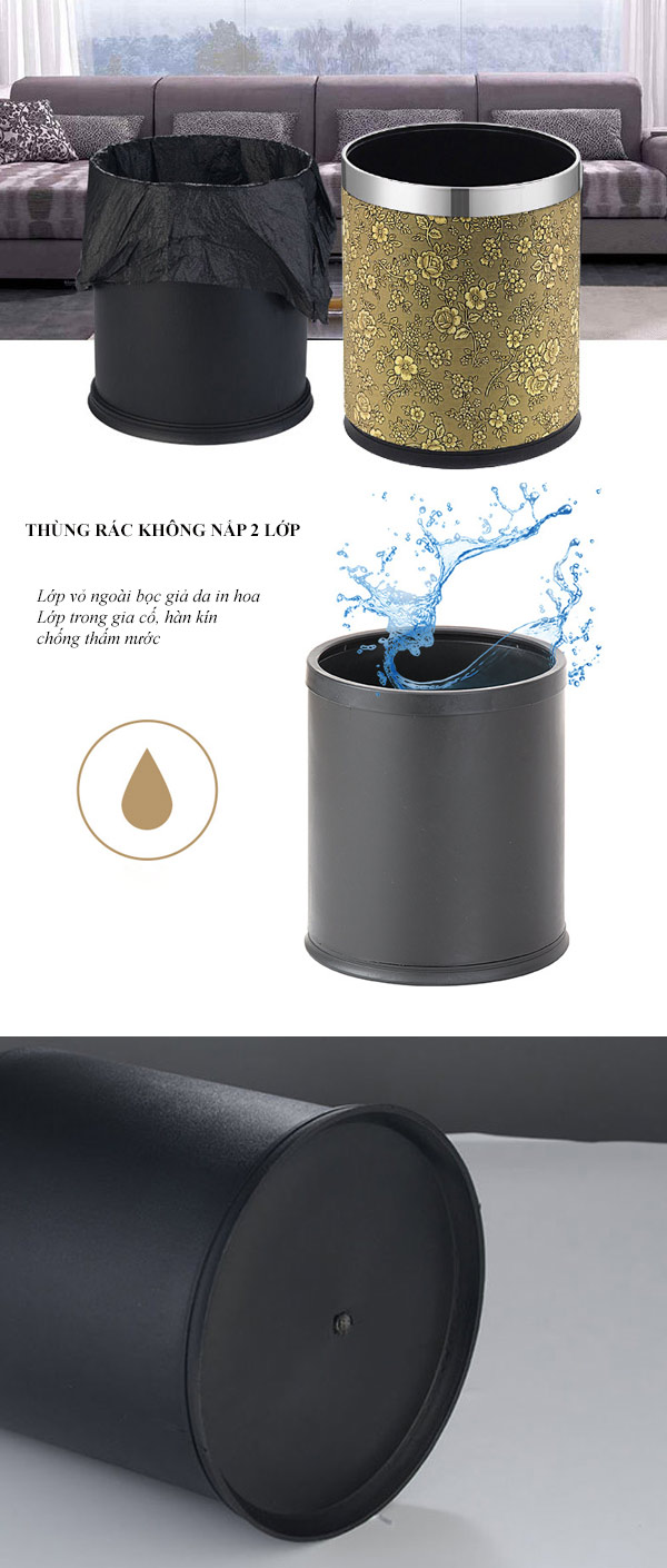 Thùng rác có lớp vỏ và thùng chứa rác bên trong